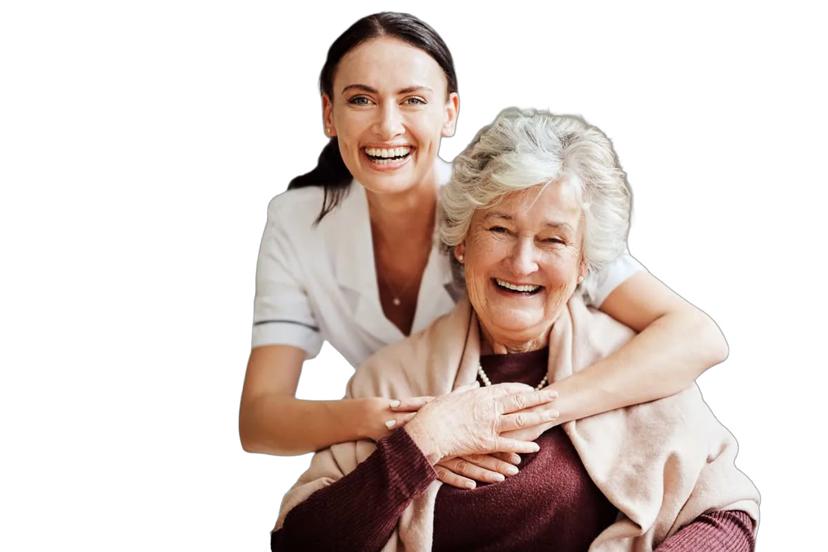 A smiling senior woman with her granddaughter after All-on-4® treatment